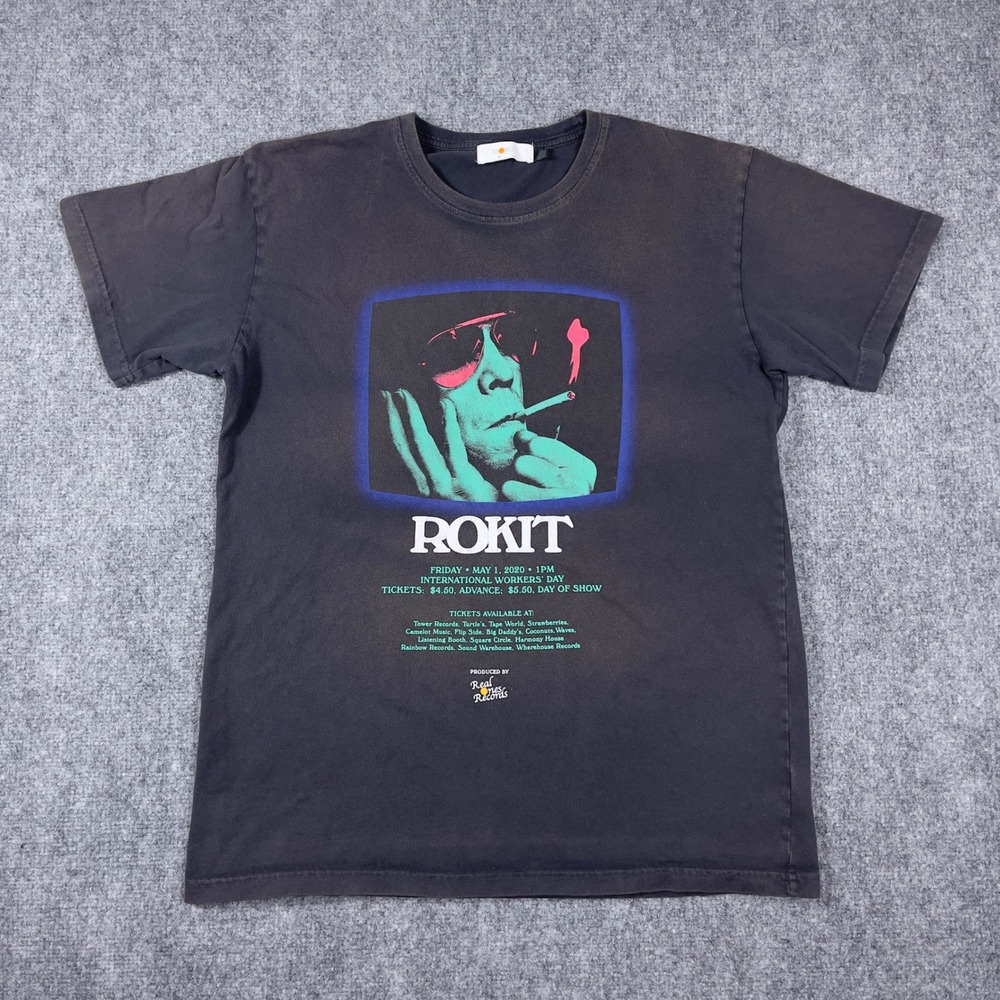 ROKIT Graphic T-Shirt Mens L Black International Workers Day Streetwear Tee